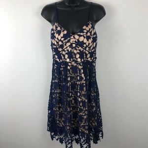 NEW Francescas Navy Lace Midi Dress Layered Medium‎